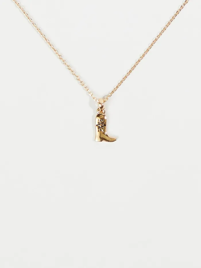 Women Altar039d State Jewelry Cowboy Boot Charm Necklace Gold