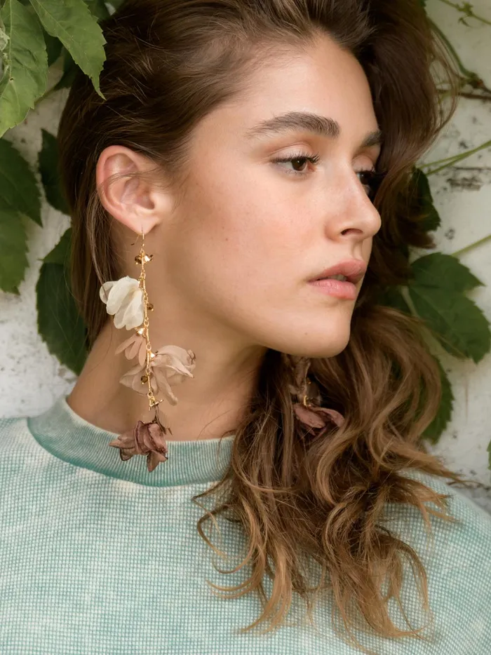 Women Altar039d State Jewelry Linear Flower Ombre Statement Earrings Neutralmulti