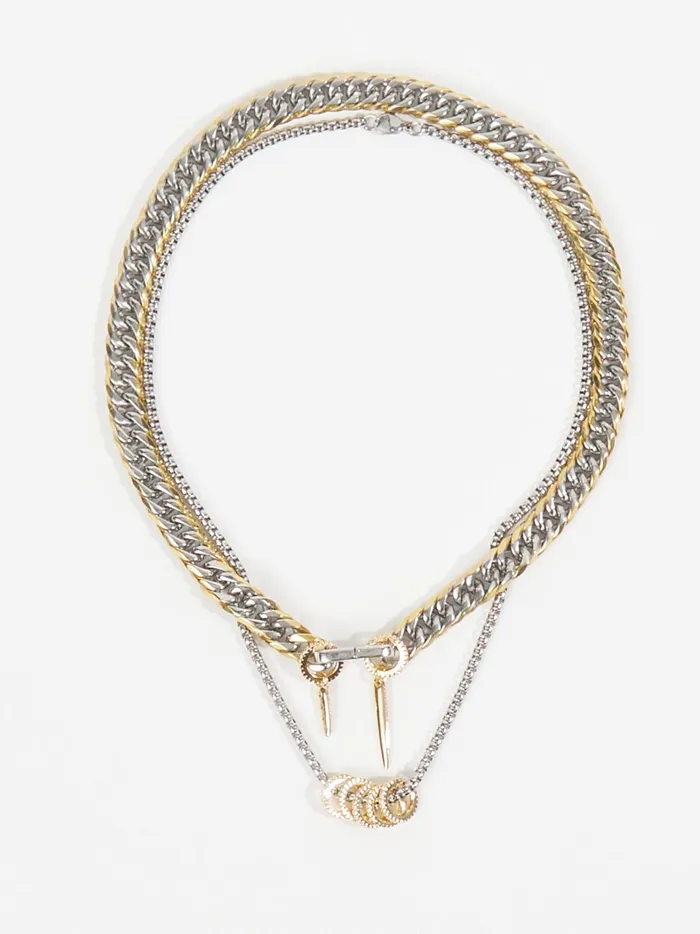 Women Altar039d State Jewelry Stainless Steel Layered Curb Chain Necklace Mxm
