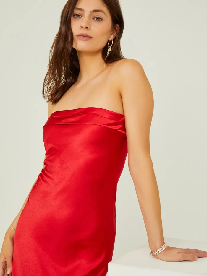 Women Altar039d State Maxi Midi Sloane Strapless Satin Maxi Dress Red
