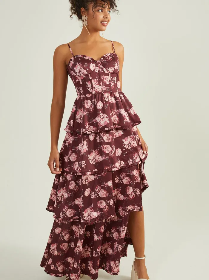 Women Altar039d State Maxi Midi Stellni Floral Satin Maxi Dress Wine