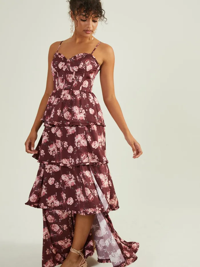 Women Altar039d State Maxi Midi Stellni Floral Satin Maxi Dress Wine