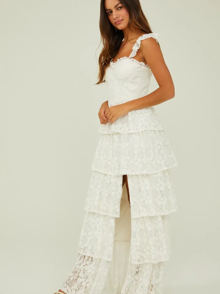 Women Altar039d State Maxi Midi Umber Embroidered Lace Dress Ivory