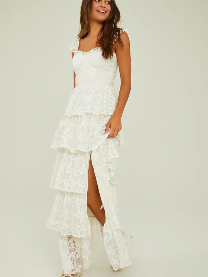 Women Altar039d State Maxi Midi Umber Embroidered Lace Dress Ivory
