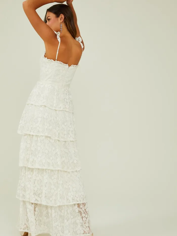 Women Altar039d State Maxi Midi Umber Embroidered Lace Dress Ivory
