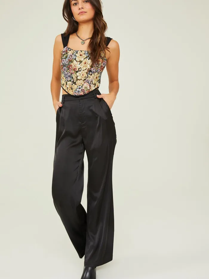 Women Altar039d State Pants Remi Satin Trouser Pants Black