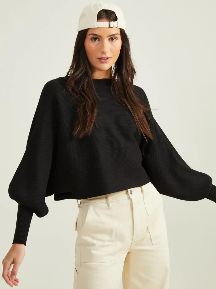 Women Altar039d State Pullovers Emilia Ribbed Sweater Black