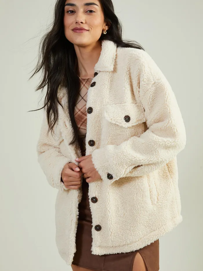 Women Altar039d State Shackets Natalie Sherpa Shacket Cream