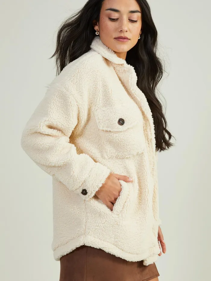 Women Altar039d State Shackets Natalie Sherpa Shacket Cream
