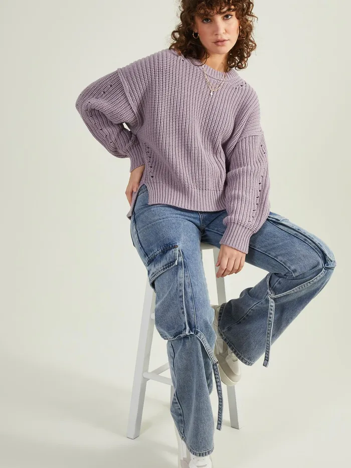 Women Altar039d State Sweaters Amber Pointelle Chunky Sweater Nirvana