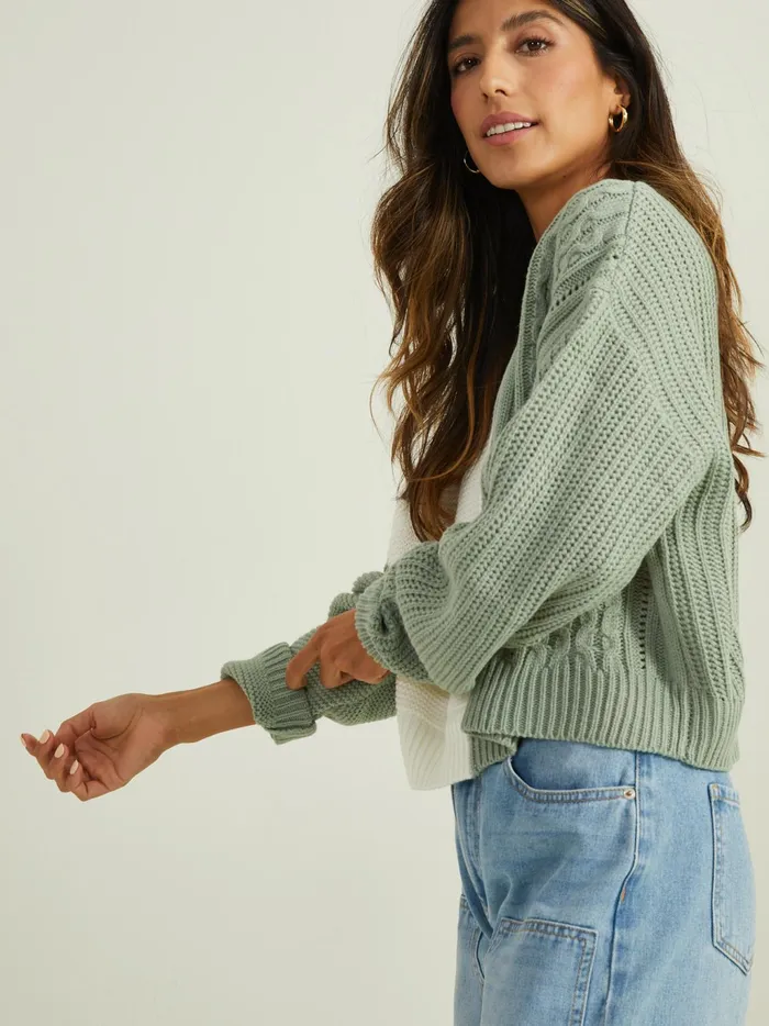 Women Altar039d State Sweaters Erin Colorblock Sweater Sagewhite