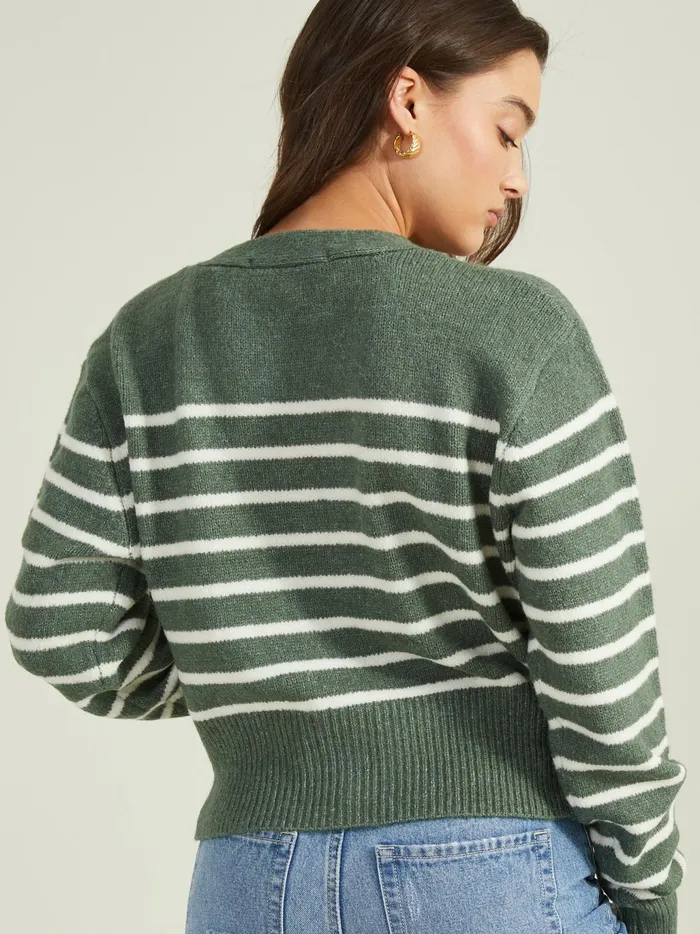 Women Altar039d State Sweaters Flora Striped Cardigan Greenivory