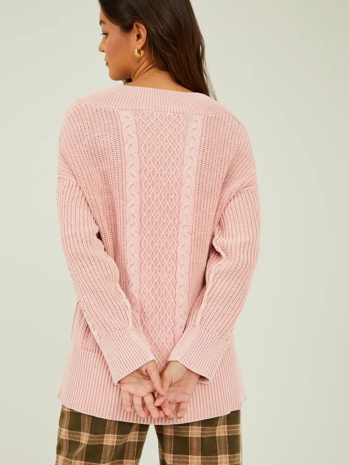 Women Altar039d State Sweaters Morgan Oversized Cable Tunic Lightpink