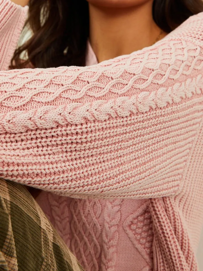 Women Altar039d State Sweaters Morgan Oversized Cable Tunic Lightpink