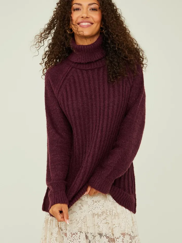 Women Altar039d State Sweaters Tara Turtleneck Tunic Sweater Winetasting