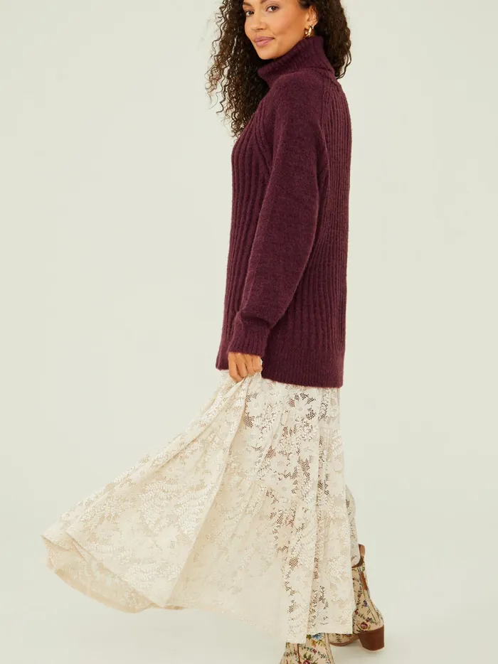 Women Altar039d State Sweaters Tara Turtleneck Tunic Sweater Winetasting