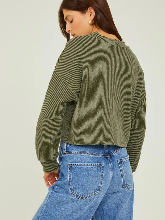 Women Altar039d State Thermals Aida Ribbed Button Down Top Olive