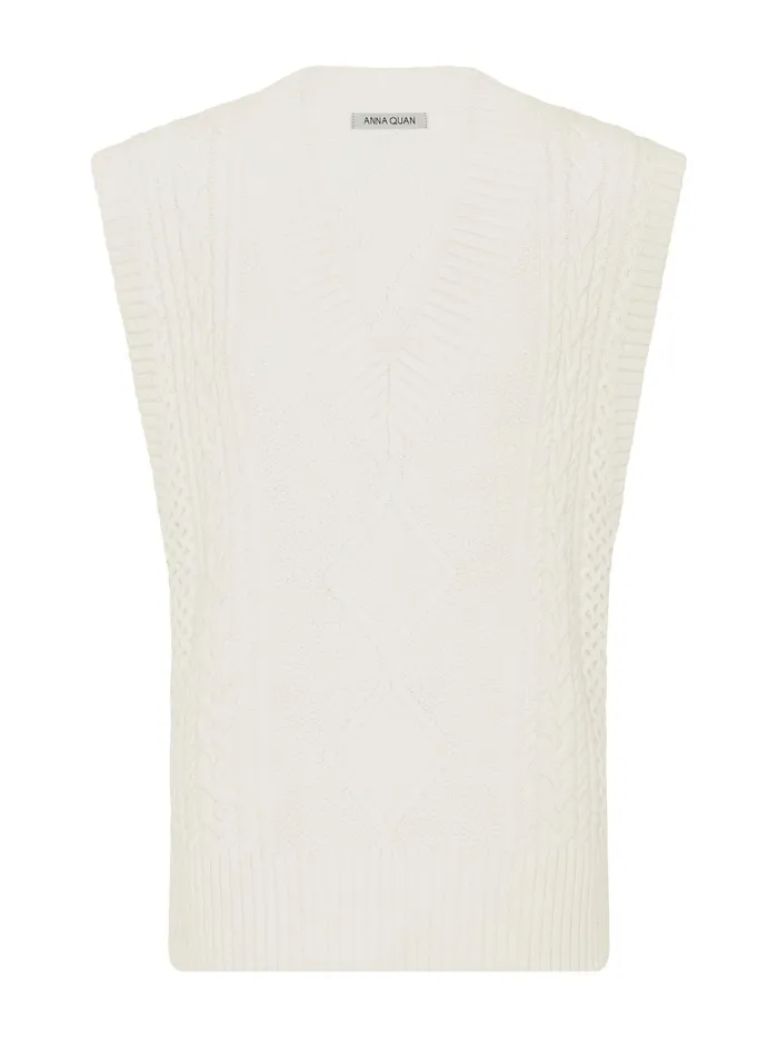 Women Anna Quan 8211 Carmen Knit Vest In White Silence The UNDONE Tops