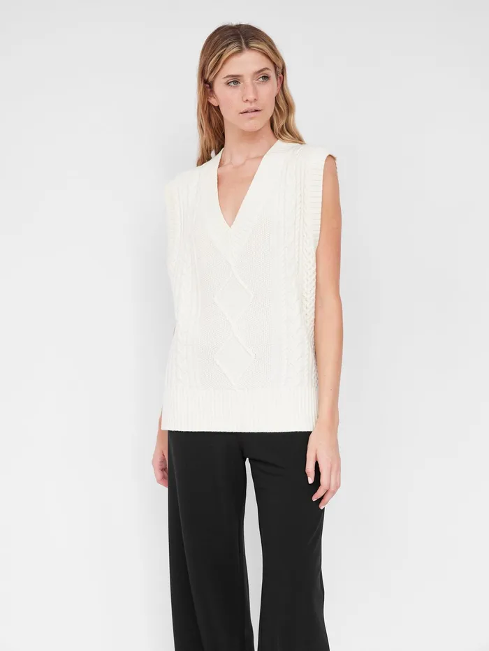 Women Anna Quan 8211 Carmen Knit Vest In White Silence The UNDONE Tops