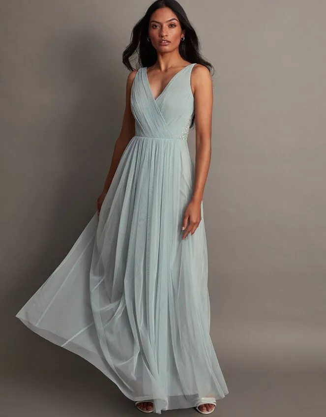 Women Anne Mesh Maxi Dress In Recycled Polyester Green Monsoon Occasionwear