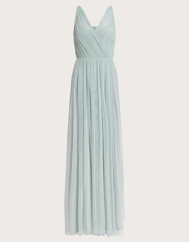 Women Anne Mesh Maxi Dress In Recycled Polyester Green Monsoon Occasionwear