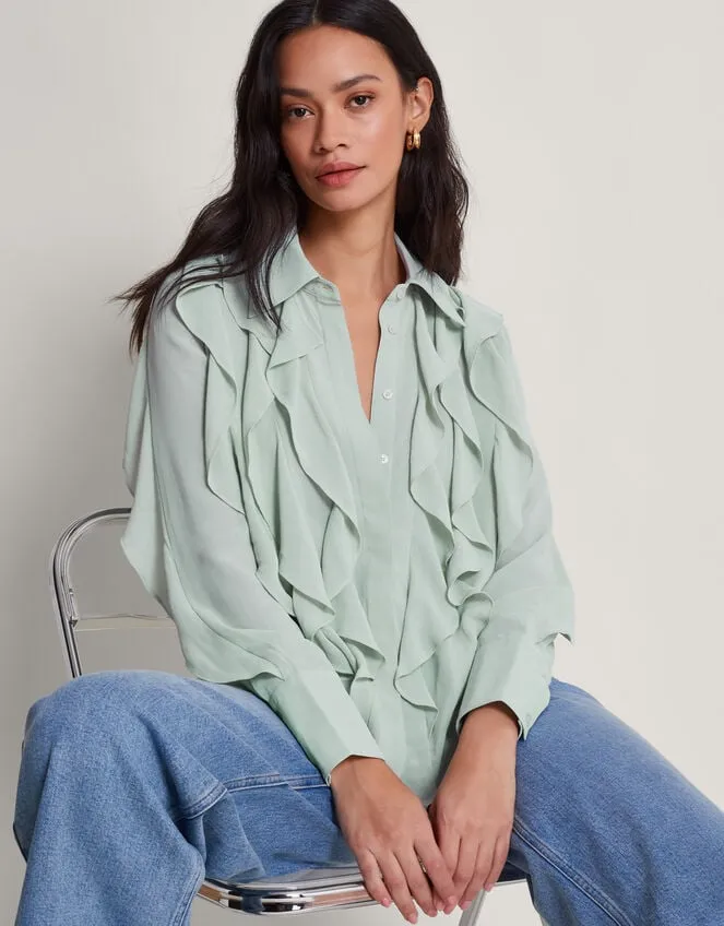 Women Aria Ruffle Blouse Green Monsoon Tops and Blouses
