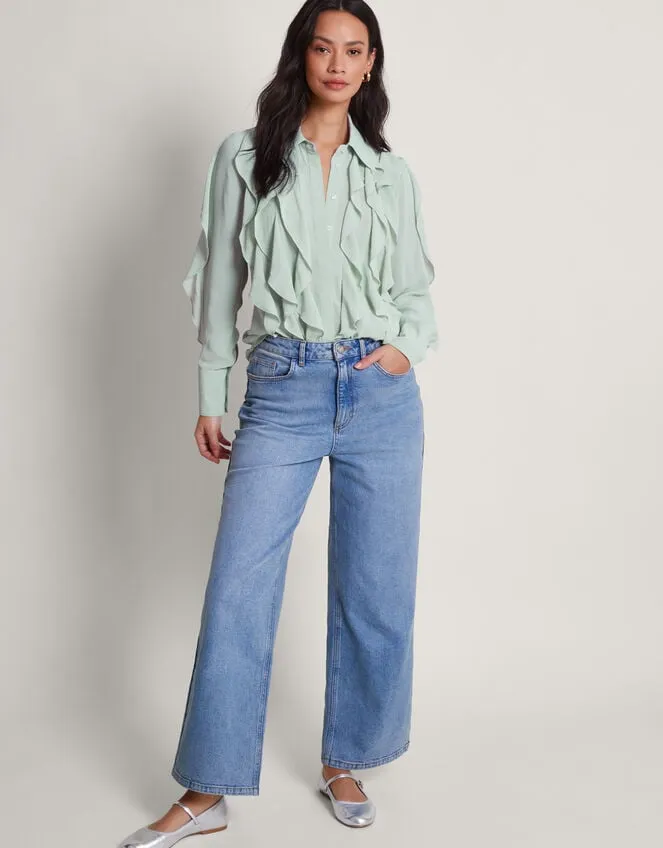 Women Aria Ruffle Blouse Green Monsoon Tops and Blouses