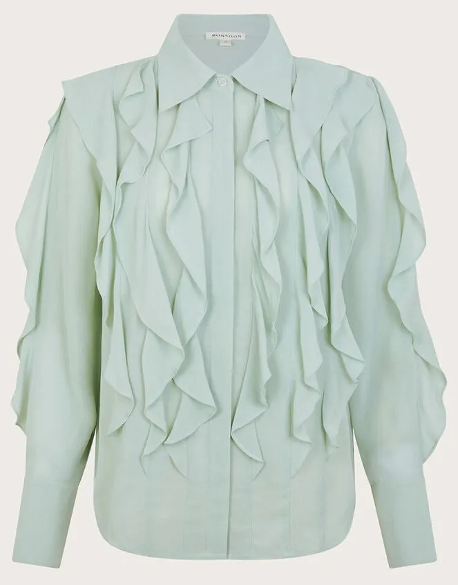 Women Aria Ruffle Blouse Green Monsoon Tops and Blouses