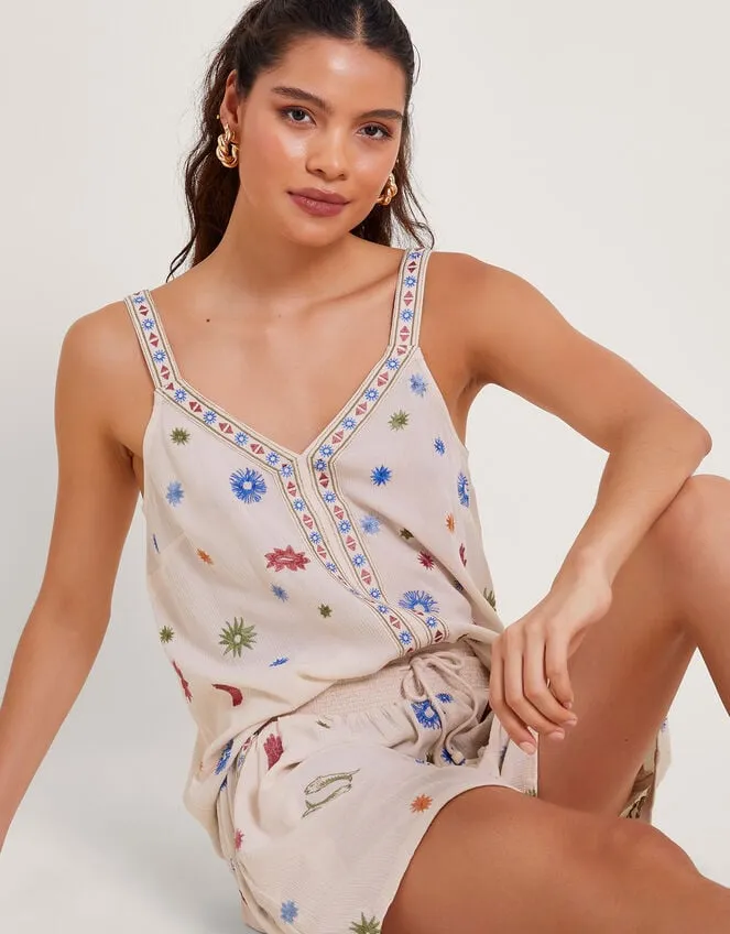 Women Arti Embroidered Cami Ivory Monsoon Tops and Blouses