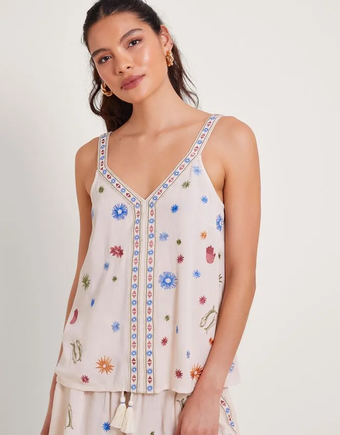 Women Arti Embroidered Cami Ivory Monsoon Tops and Blouses