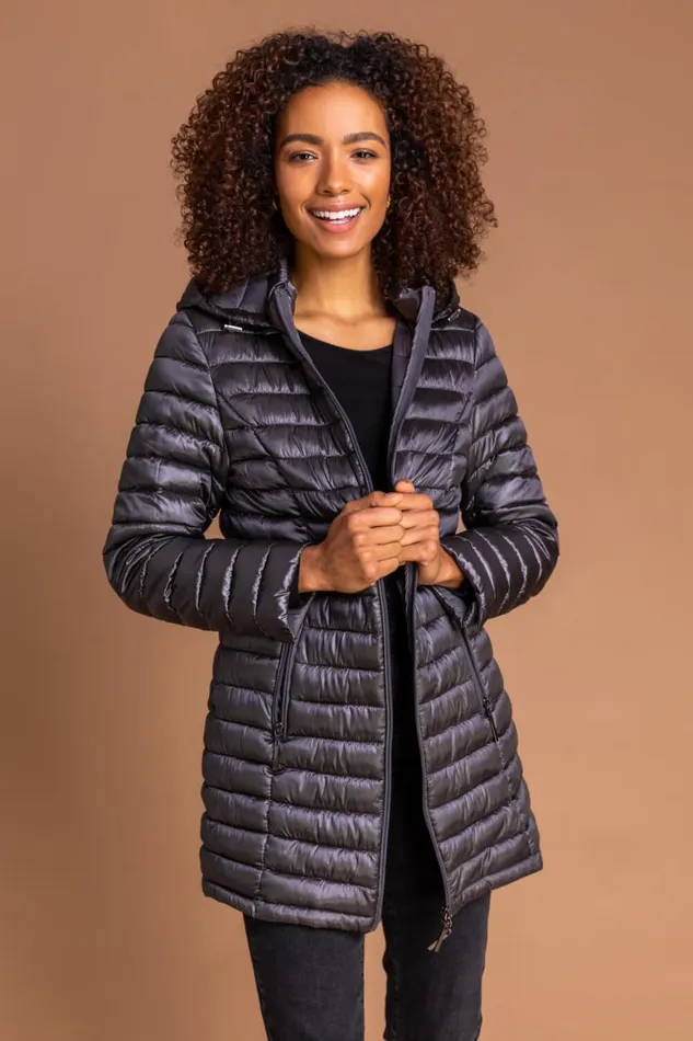 Women Ash Longline ZipThrough Padded Coat Roman Coats