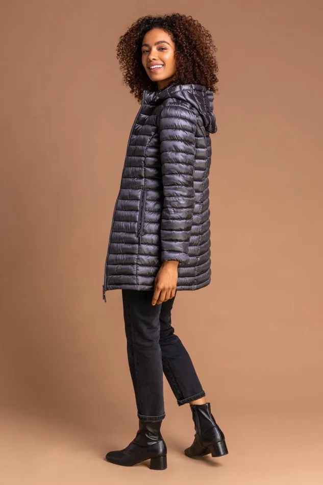 Women Ash Longline ZipThrough Padded Coat Roman Coats