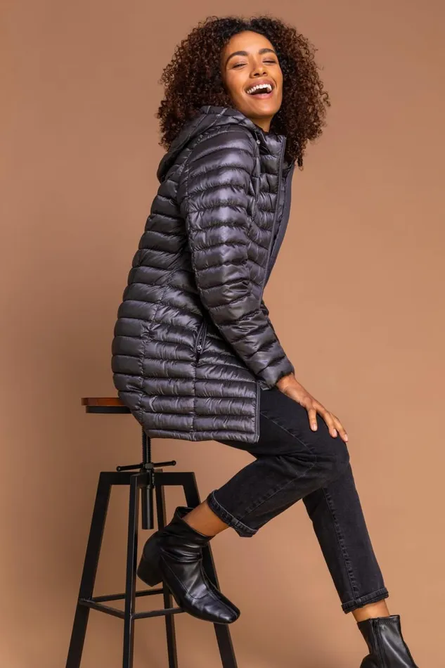 Women Ash Longline ZipThrough Padded Coat Roman Coats