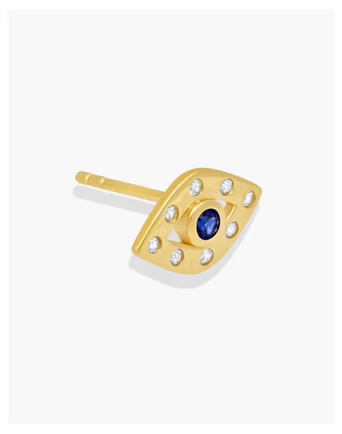 Women AURA By Paige Novick Demi Fine Evil Eye Diamond Single Stud Gold Madewell Earrings