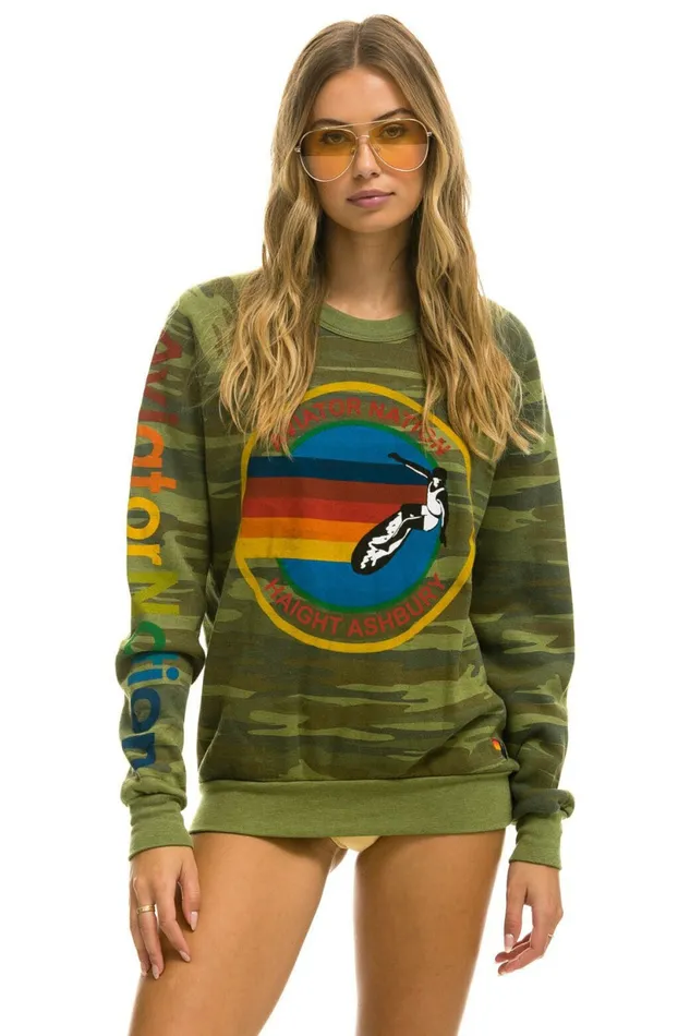 Women AVIATOR NATION HA 8211 CREW SWEATSHIRT CAMO Aviator Nation UnisexCrewSweatshirt