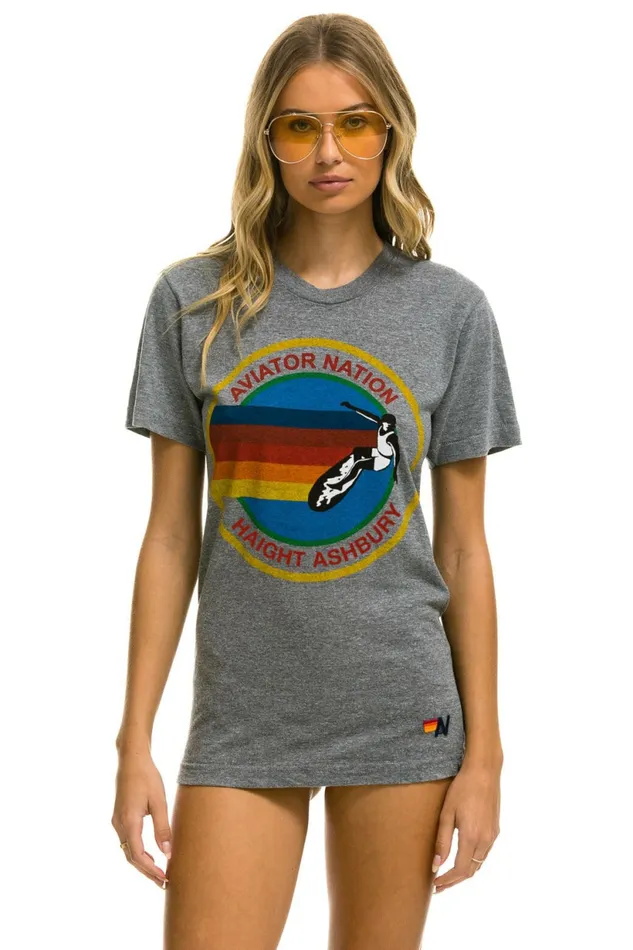 Women AVIATOR NATION HAIGHT ASHBURY TEE 8211 HEATHER GREY Aviator Nation UnisexTees