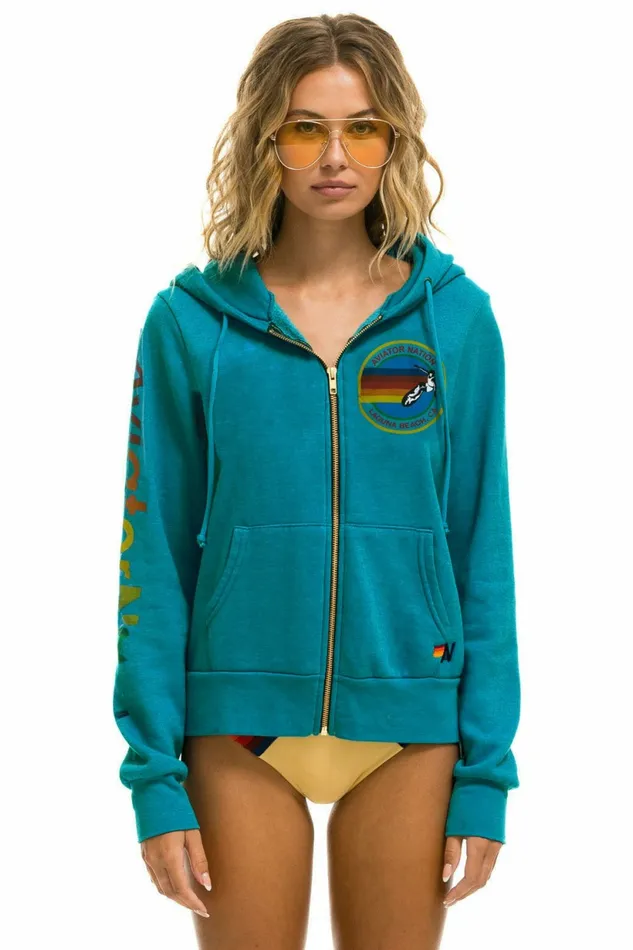 Women AVIATOR NATION LAGUNA BEACH HOODIE 8211 TEAL Aviator Nation Hoodies