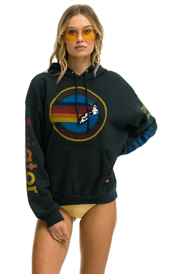 Women AVIATOR NATION LAGUNA BEACH RELAXED PULLOVER HOODIE 8211 CHARCOAL Aviator Nation Hoodies