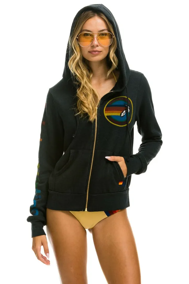 Women AVIATOR NATION MALIBU HOODIE 8211 CHARCOAL Aviator Nation Hoodies