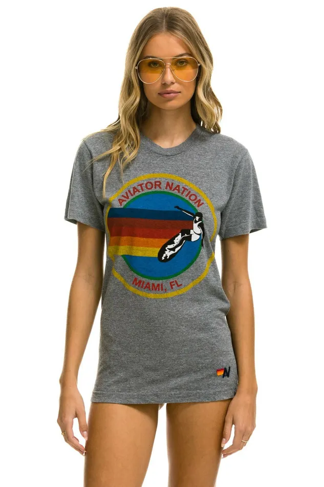 Women AVIATOR NATION MIAMI TEE 8211 HEATHER GREY Aviator Nation UnisexTees