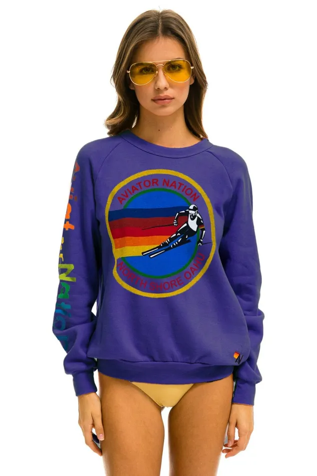 Women AVIATOR NATION NORTH SHORE CREW SWEATSHIRT 8211 PURPLE Aviator Nation UnisexCrewSweatshirt Women AVIATOR NATION NORTH SHORE CREW SWEATSHIRT 8211 PURPLE Aviator Nation UnisexCrewSweatshirt