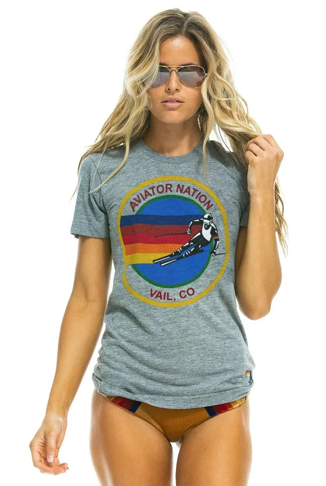 Women AVIATOR NATION VAIL TEE 8211 HEATHER Aviator Nation UnisexTees