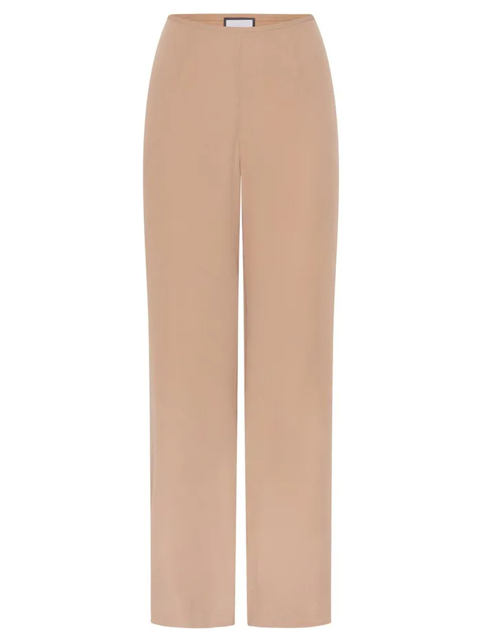 Women BEARE PARK 8211 Silk Crepe Relaxed Pant In Tan The UNDONE Pants