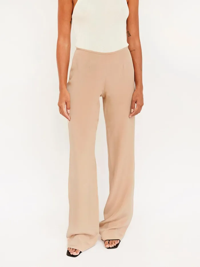 Women BEARE PARK 8211 Silk Crepe Relaxed Pant In Tan The UNDONE Pants