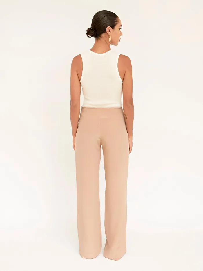 Women BEARE PARK 8211 Silk Crepe Relaxed Pant In Tan The UNDONE Pants