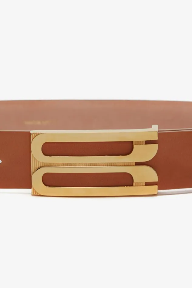 Women Belts Victoria Beckham Jumbo Frame Belt In Nude Leather