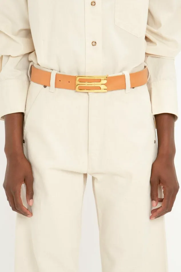 Women Belts Victoria Beckham Jumbo Frame Belt In Nude Leather