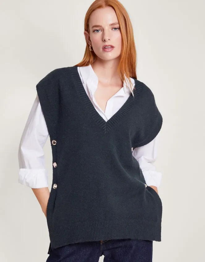 Women Billie Button Side Tabard Blue Monsoon Jumpers