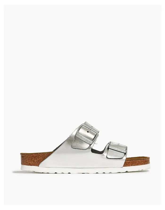 Women Birkenstock Arizona Sandals In Leather Silver Madewell Sandals Women Birkenstock Arizona Sandals In Leather Silver Madewell Sandals