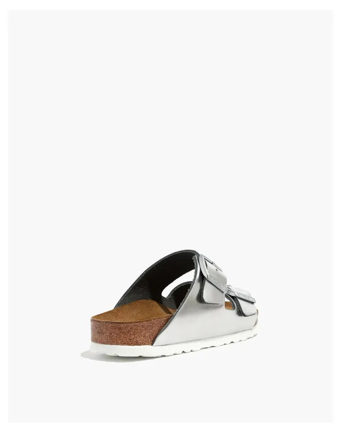 Women Birkenstock Arizona Sandals In Leather Silver Madewell Sandals Women Birkenstock Arizona Sandals In Leather Silver Madewell Sandals
